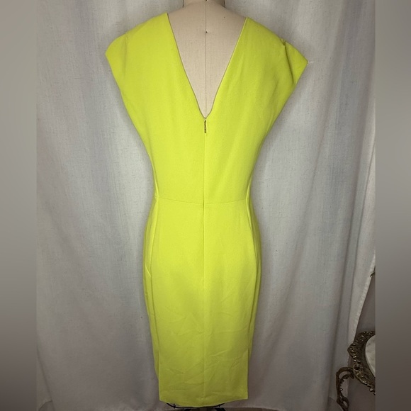 NWT Rachel Roy Fluorescent Lime Cap Sleeve Sheath Dress Size 8 Retail $368 - Picture 2 of 5